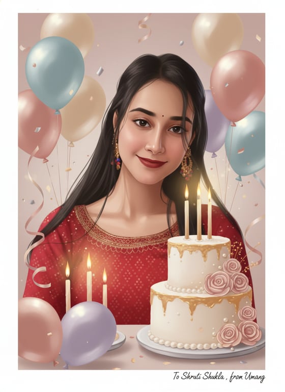 Example birthday card design for girlfriend
