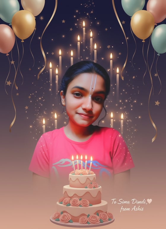 Example birthday card design for sister